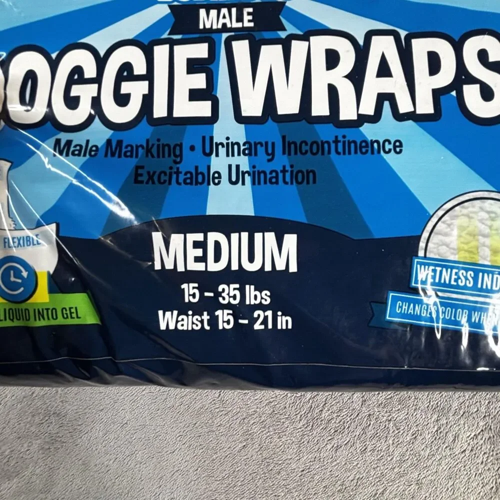 Bodhi Dog Disposable Male Doggie Wraps 20 Pack Medium 15-35 lbs Waist 15-21 Inch